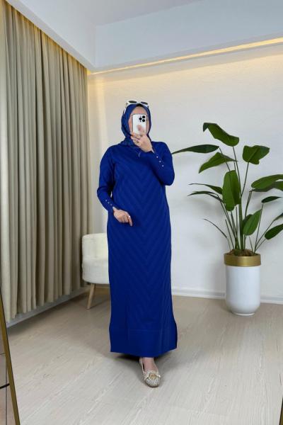 Adal Merserize Elbise Saks Mavi