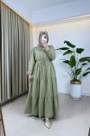 Alara Müslin Elbise Çağla Yeşili