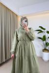Alara Müslin Elbise Çağla Yeşili
