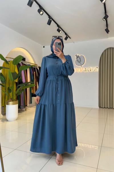 Arona Tesettür Elbise Gök Mavi
