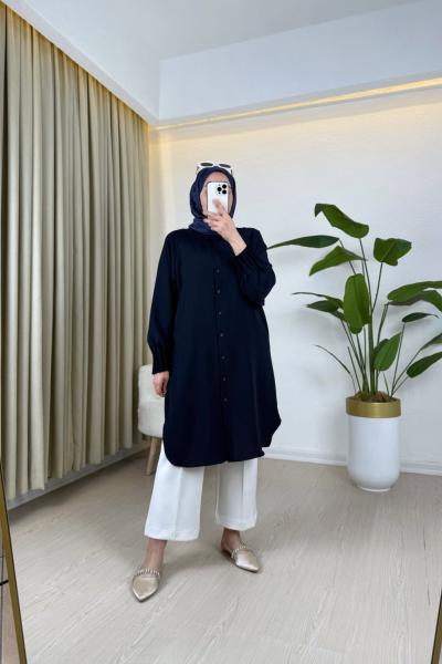 Asel Gömlek Koyu Lacivert