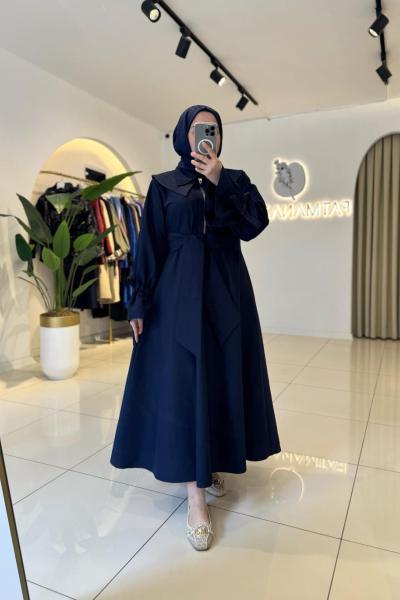 Asil Tesettür Elbise Lacivert