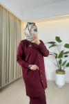 Asmin Merserize Broşlu Takım Bordo
