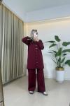 Asmin Merserize Broşlu Takım Bordo