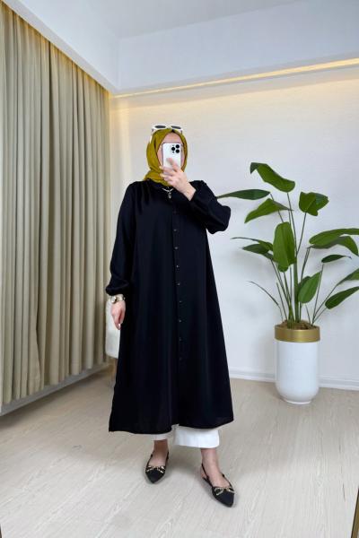 Ayça Krep Gömlek Siyah