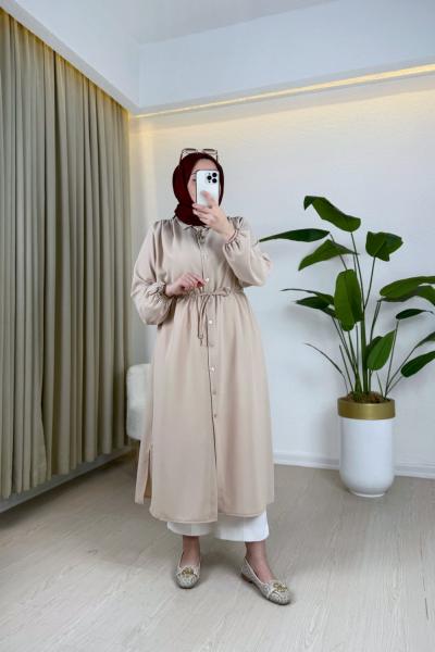 Ayça Krep Gömlek Taş Rengi