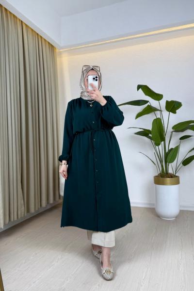 Ayça Krep Gömlek Zümrüt