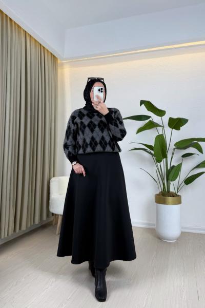 Baklava Desen Kazak Siyah