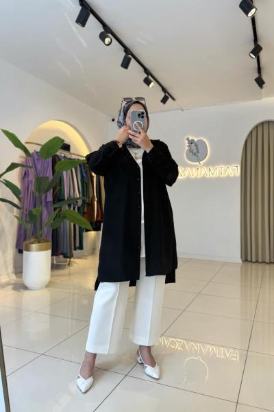 Basic Krep Gömlek Siyah