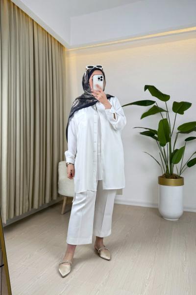 Basic Krep Gömlek Beyaz