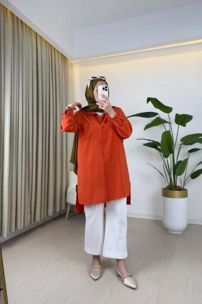 Basic Krep Gömlek Turuncu