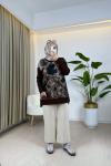 Batik Desen Bluz Acı Kahve