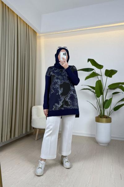 Batik Desen Bluz Lacivert