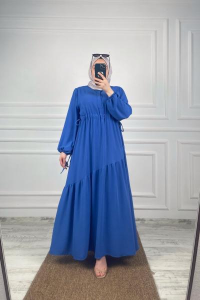 Bengü Tesettür Elbise Mavi