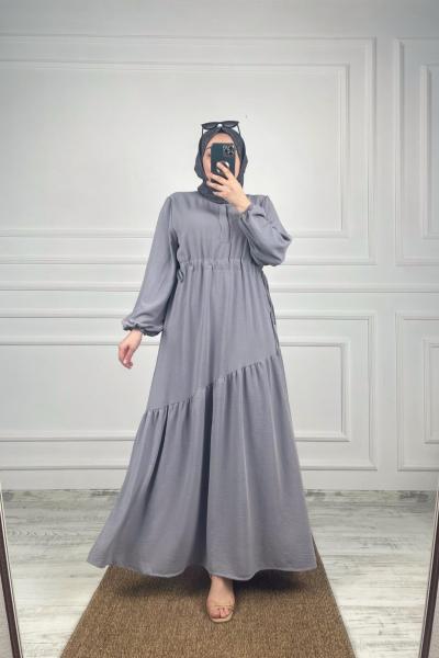 Bengü Tesettür Elbise Gri