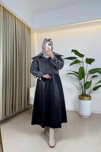 Besla Angora Ceket Gri