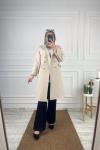 Blazer Uzun Ceket Krem