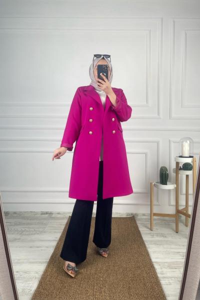 Blazer Uzun Ceket Fuşya