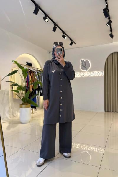 Broşlu Merserize Takım ANTRASİT