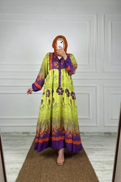 Cemre Tesettür Elbise Mor