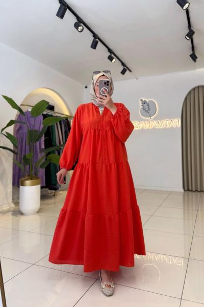 Deren Tesettür Elbise Turuncu