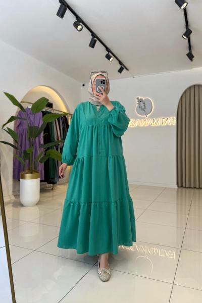 Deren Tesettür Elbise Yeşil