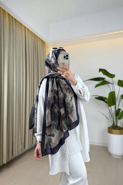 Desenli Şal Lacivert Vizon