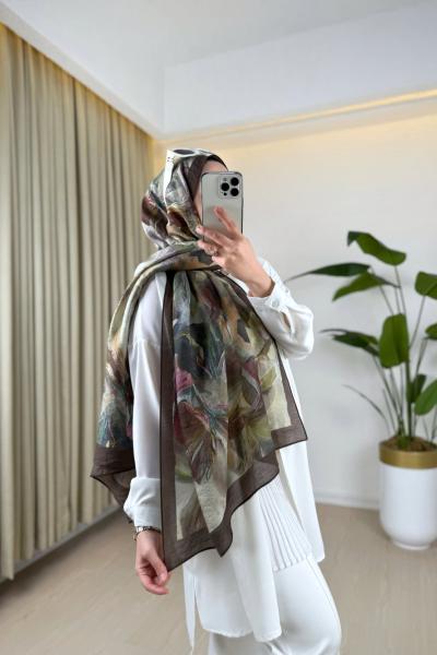 Desenli Şal Kahverengi Yeşil