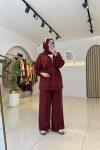 Doha Pantalonlu Takım Bordo