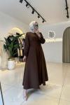 Doqu Tesettür Elbise Acı Kahve