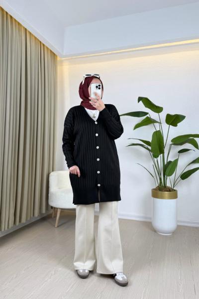 Efide Merserize Hırka Siyah