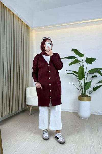 Efide Merserize Hırka Bordo