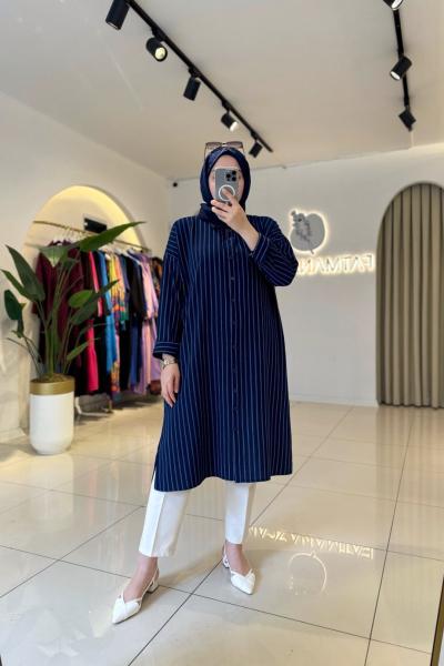 Eflin Uzun Gömlek Lacivert