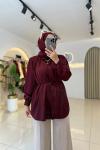 Eliz Saten Gömlek Bordo