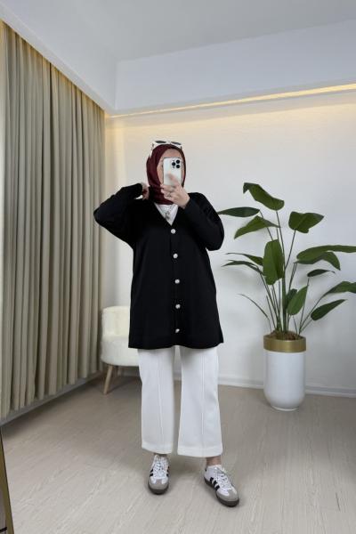 Ella Merserize Hırka Siyah