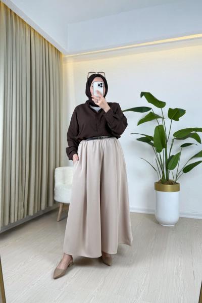 Etek Görünümlü Pantolon Bej