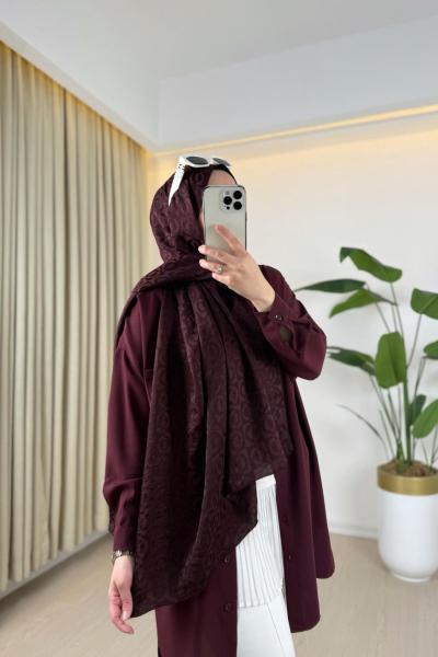 Halka Desen Şal Bordo