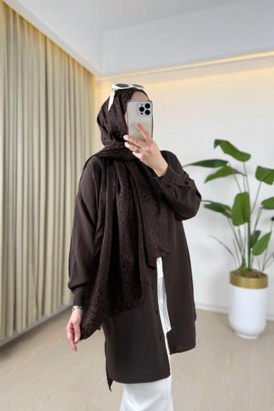 Halka Desen Şal Kahverengi