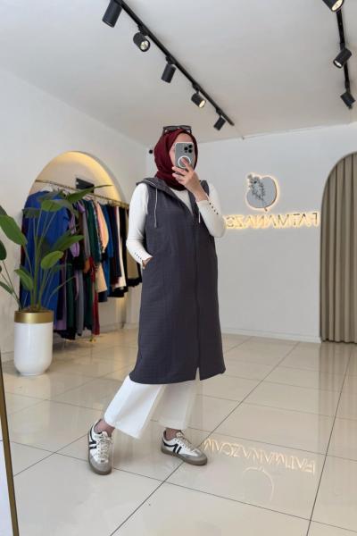 Kapitone Mevsimlik Kap Gri