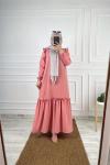 Karen Tesettür Elbise Pembe