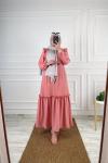 Karen Tesettür Elbise Pembe
