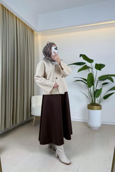 Köpük Kaşe Dikişsiz Ceket