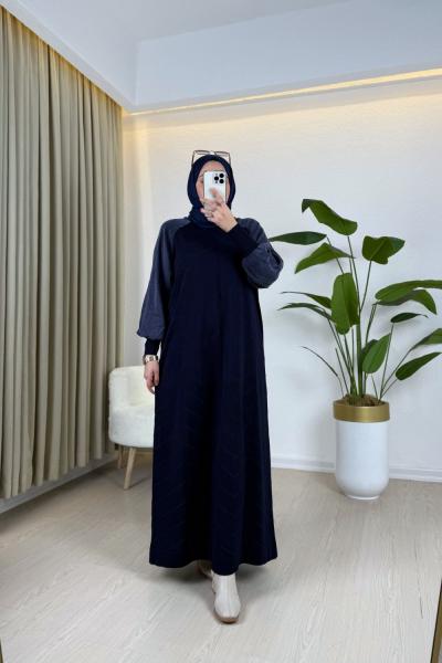 Likra Elbise Lacivert