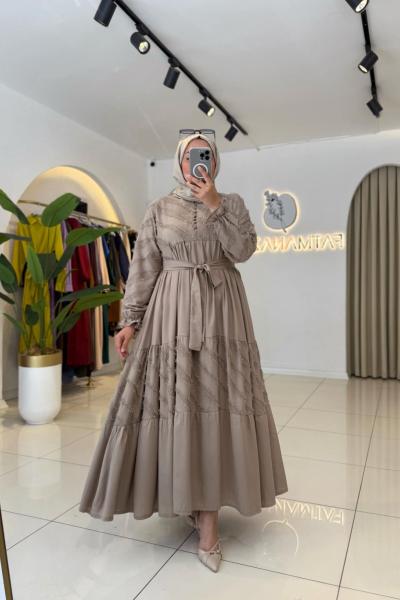 Maria Tesettür Elbise Vizon