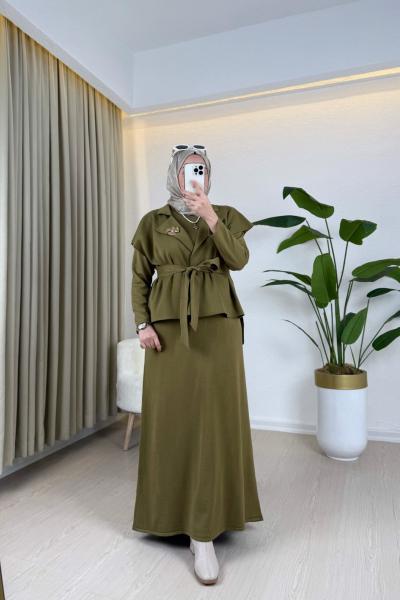 Miler Yelek Elbise Yağ Yeşili