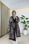 Mine Desenli Kimono Kahverengi