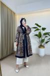 Mine Desenli Kimono Lacivert