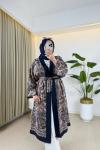 Mine Desenli Kimono Lacivert