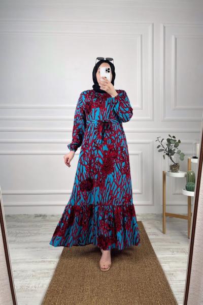 Naz Tesettür Elbise Kırmızı