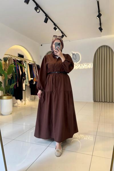 Nazen Tesettür Elbise Acı Kahve